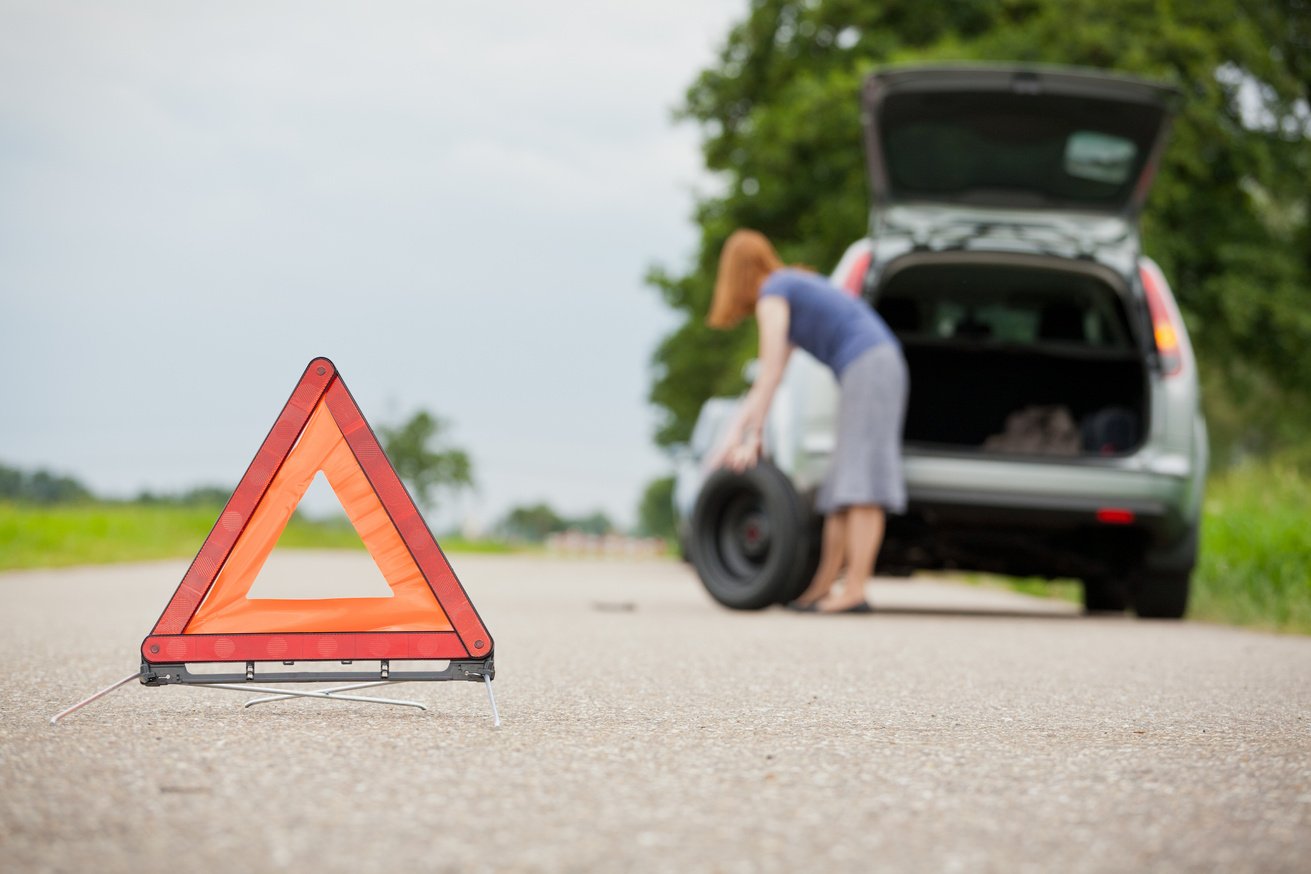 Car Having a Flat Tire